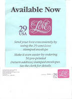 USA Etats Unis Entier Postal Postal Stationery Enveloppe 1991 Sample 29 Cent Love Avec Publicité - 1981-00