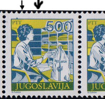 JUGOSLAVIA - ERRORS  DAMAGED SCREW Perf. 13 (place 25) - **MNH - 1988 - Imperforates, Proofs & Errors