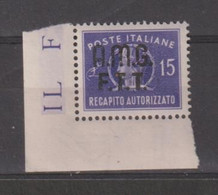 TRIESTE  A:  1949  RECAPITO  AUTORIZZATO  -  £. 15  VIOLETTO  N. -  SASS. 3 - Fiscale Zegels