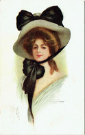 Illustrateur : GUNN, Archie. 1908. Femme Et Chapeau. Art Nouveau. - Gunn