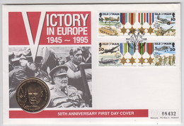 Isle Of Man 1995 VE Day Coin & Stamp Cover Coin FDC - Isle Of Man