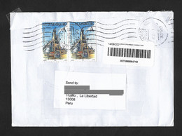 Luxembourg Cover With Patrimoine Siderurgique Stamps Sent To Peru - Storia Postale