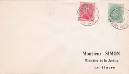 379 129 130 Lettre Ministère Justice Albert 1er Croix Rouge 10-7-1915 Le Havre Seine Inférieure - Zonder Classificatie