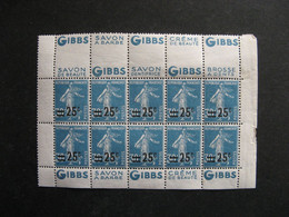 R. Double Bande De 5 Avec Texte Complet Du N° 217b + 217d Neuve XX. Avec Double PUB Sup. " GIBBS " Et PUB Inf. "GIBBS". - Unused Stamps