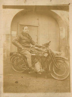 Motos * Carte Photo * Moto Side Car Ancienne De Type Modèle Marque ? * Transport Motocyclette Sidecar * Boucherie - Motos