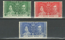 Hong Kong KGVI 1937 ☀ Coronation Set SG137/139 ☀ MLH* - Neufs