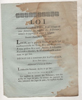 1791  LOI ADDITIONNELLE A CELLE DU TIMBRE QUI EXEMPTE CETTE FORMALITE LES REGISTRES DES TRIBUNAUX, MINUTES DE JUGEMENTS - Décrets & Lois