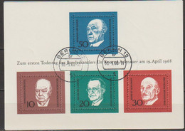 BRD 1968 MiNr.554 - 557 Block 4 O Gest. Berlin 1.Todestag Von Konrad Adenauer  ( Bl 5 )günstige Versandkosten - 1959-1980