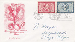 Enveloppe Cover FDC International Telecommunication Union New York To Léopoldville Congo Belge - Brieven En Documenten