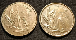 BELGIQUE - BELGIUM - Lot De 2 Pièces - 20 FRANCS - Baudouin Ier - 1980 FR - 1982 NL - KM 159 - KM 160 - 20 Frank