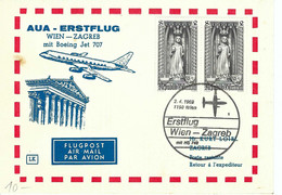 Österreich  - Austria,   AUA-Erstflug 223.  WIEN-ZAGREB (5.11.69) - Primi Voli