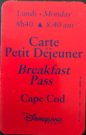 FRANCE  -  DisneyLAND Paris  -  Carte Petit Déjeuner  -  Rouge  -  Lundi - 8h40 - Disney Passports