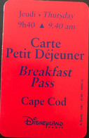 FRANCE  -  DisneyLAND Paris  -  Carte Petit Déjeuner  -  Rouge  -  Jeudi - 9h40 - Pasaportes Disney