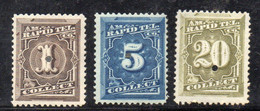 XP2612 - STATI UNITI , Tre AM Rapid Tel Co. Telegram Stamps With Punch Cancel (LUK) - Telegraph Stamps