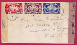 TAHITI ETS FRANCAIS OCEANIE PAPEETE FRANCE LIBRE 1944 DOUBLE CENSURE POUR MILWAUKEE OREGON USA  DAGUIN AU DOS - Storia Postale