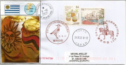 2021: Japan-Uruguay Joint Issue  (100 Ieme Anniversaire), Letter Sent To Andorra - Brieven En Documenten