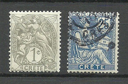 FRANCE Post In KRETA Crete 1902/1903 Michel 1 & 9 */o - Autres & Non Classés