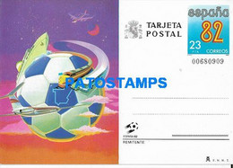 172854 SPAIN ESPAÑA SOCCER & TRANSPORT TRAIN SHIP BUS CAR 1982 POSTAL STATIONERY POSTCARD - Autres & Non Classés