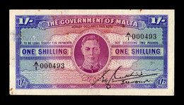 Malta 1 Shilling George VI 1943 Pick 16 Low Serial MBC VF - Malta