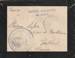 Maroc Lettre Franchise Cachet Et Griffe Troupes Débarquées Au Maroc Pour Poitiers Vienne - Lettres & Documents