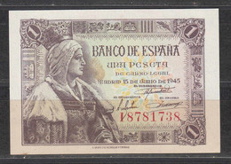 ESPAÑA 1945 - BILLETE DE 1 PESETA - ISABEL LA CATOLICA - SIN CIRCULAR - 1-2 Peseten