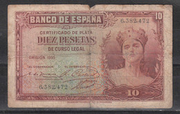 ESPAÑA 1935 - BILLETE DE 10 PESETAS - USADO - 10 Pesetas