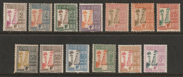 Guadeloupe 1928 Sc J25-37 Yt T25-37 Postage Due Set MH* Most Toned/some Disturbed Gum - Timbres-taxe