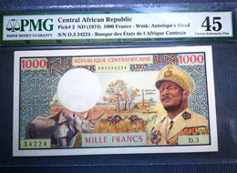 ️ BEST PRICE PMG ️ Central African Republic 1000 Francs 1974 P-2  Bokassa - Centraal-Afrikaanse Republiek