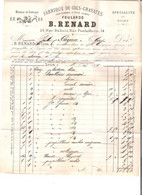 Fabrique De Cols-Cravates Renard 21 Rue Dubois à Lyon Facture Double Page 1876 Sous Pli 25c. Bleu - Textilos & Vestidos