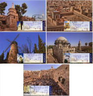 ISRAEL (2010). Carte Maximum Card - MAOR - Jerusalem Western Wall, Hurva Synagogue, Temple, Tomb Absalom, Windmill - Maximum Cards