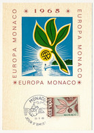 MONACO => 2 Cartes Maximum => Europa 1965 - 25/9/1965 - Cartas Máxima