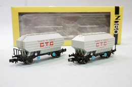 N160 - 2 Wagons CEREALIERS CTC SNCF ép. III Réf. NC24001 BO N 1/160 - Goederenwagons