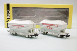 N160 - 2 Wagons CEREALIERS Transcéréales CTC SNCF ép. IV Réf. NC24003 BO N 1/160 - Wagons Marchandises