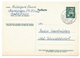 52 - 84 - Entier Postal Avec Cachet à Date  Marpingen über St. Wendel 1952 - Postal Stationery