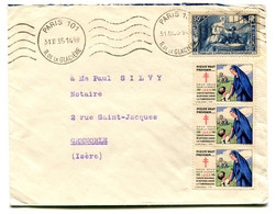 RC 21593 FRANCE 1935 VIGNETTES ANTITUBERCULEUX SUR LETTRE DE PARIS A GRENOBLE - Tuberkulose-Serien