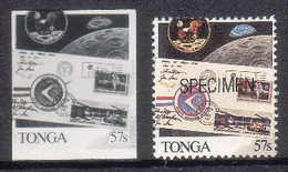 Tonga 1989 - Space - Apollo - Moon Landing - Proof In Black & White On Thin Card + Specimen - Oceania