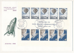 MONACO => Env. FDC Grand Format - Bloc Europa 1983 - Deux Siècles D'Aéronautique - 27/4/1983 - FDC