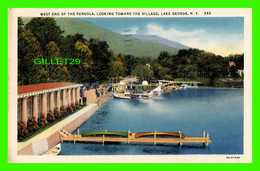 LAKE GEORGE, NY - WEST END OF THE PERGOLA, LOOKING TOWARD THE VILLAGE - ANIMATED WITH HYDRAVIONS -  TRAVEL IN 1934 - - Lake George