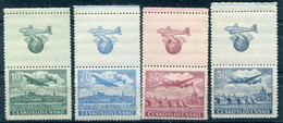 CZECHOSLOVAKIA 1946 Airmail Definitive With Labels  MNH / **.  Michel 497-500 Zf - Unused Stamps