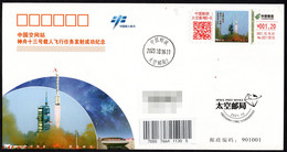 China Postally Circulated Color Postage Machine Meter Label FDC:China Space Station,Shenzhou 13 Manned Mission Launch - Brieven En Documenten
