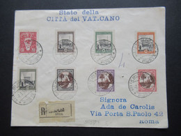 Vatikan 1933 Freimarken Nr.21 - 28 Einschreiben Citta Del Vaticano Nach Roma Gesendet - Brieven En Documenten
