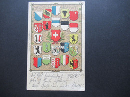 Schweiz 1900 AK Mit Wappen Stempel Davos Dorf Und Ank. Stempel Altdorf (Pfalz) In Bayern / Altdeutschland - Briefe U. Dokumente