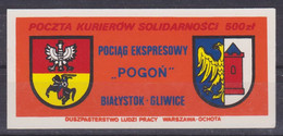 Poland SOLIDARITY (S115): Couriers Post PE Pogon Crest (orange) - Vignettes Solidarnosc