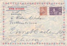 FINLAND - AIRMAIL 1956 HELSINKI > SUISSE / QC154 - Cartas & Documentos