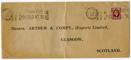 Plymouth Paquebot On Company Stationery Envelope - Arthur & Co., Glasgow, Scotland, 1936 - Brieven En Documenten