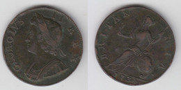 GEORGIUS II REX - BRITAINNIA 1734 (TETE JEUNE) - B. 1/2 Penny