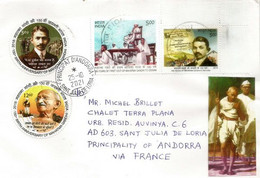 150 Ans Naissance Mahatma Gandhi, Belle Lettre De L'Inde 2021, Adressée Andorra, Avec Timbre à Date Arrivée - Brieven En Documenten