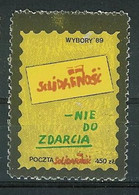 Poland SOLIDARITY (S649): Elections '89 For Heavy Duty (yellow) - Vignettes Solidarnosc