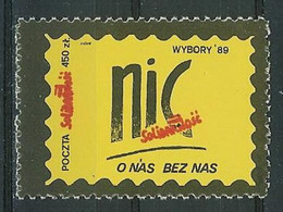 Poland SOLIDARITY (S651): Elections '89 Nothing About Us (yellow) - Vignettes Solidarnosc