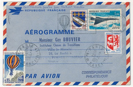FRANCE => Aérogramme 1,00F Concorde + Affr Compl. OMEC (faible) Centenaire Poste Par Ballons Montés 1971 - Aerogramme